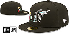 Marlins COOPERSTOWN CROWN CHAMPS Black Fitted Hat by New Era - 2nd View