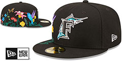 Marlins COOPERSTOWN SIDE-BLOOM Black Fitted Hat by New Era - 2nd View