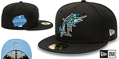 Marlins LOGO BLOOM SIDE-PATCH Black-Sky Fitted Hat by New Era - 2nd View