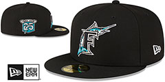 Marlins METALLIC LOGO SIDE-PATCH Black Fitted Hat by New Era - 2nd View