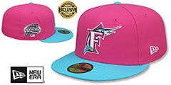 Marlins MIAMI VICE SIDE-PATCH Beetroot-Blue Fitted Hat by New Era - 2nd View