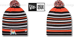 Marlins STRIPEOUT Knit Beanie Hat by New Era - 2nd View