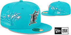 Marlins TONAL WAVE Teal Fitted Hat by New Era - 2nd View