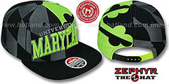 Maryland SUPER-FLAG SNAPBACK Black-Grey-Lime Hat by Zephyr - 2nd View