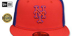 Mets 2T BATTING PRACTICE TRUCKER Orange-Royal Fitted Hat by New Era - 2nd View