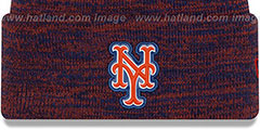 Mets BEVEL Royal-Orange Knit Beanie Hat by New Era - 2nd View