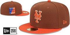 Mets HARVEST SIDE-PATCH Brown-Orange Fitted Hat by New Era - 2nd View