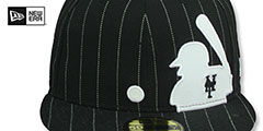 Mets MLB SILHOUETTE PINSTRIPE Black-White Fitted Hat by New Era - 2nd View