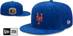 Mets OLD SCHOOL CORDUROY SIDE-PATCH Royal Fitted Hat by New Era - 2nd View