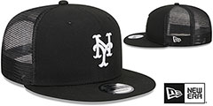 Mets TEAM-BASIC TRUCKER SNAPBACK Black-White Hat by New Era - 2nd View