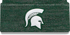 Michigan State BEVEL Green-Grey Knit Beanie Hat by New Era - 2nd View