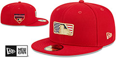 MLB Umpire 2023 JULY 4TH STARS N STRIPES Red Fitted Hat by New Era - 2nd View