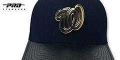 Nationals LOW-PRO GOLD METAL BADGE STRAPBACK Black Hat by Pro Standard - 2nd View