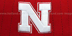 Nebraska TEAM-BASIC PINSTRIPE SNAPBACK Red-Black Hat by New Era - 2nd View