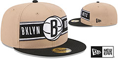 Nets 2024 NBA DRAFT Camel-Black Fitted Hat by New Era - 2nd View