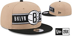 Nets 2024 NBA DRAFT SNAPBACK Camel-Black Hat by New Era - 2nd View