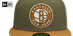 Nets 2T COLOR PACK Olive-Tan Fitted Hat by New Era - 2nd View