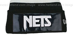 Nets BIG-SCREEN Black-White Knit Beanie Hat by New Era - 2nd View