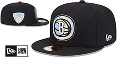 Nets COLOR PACK SIDE-PATCH Black Fitted Hat by New Era - 2nd View