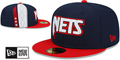 Nets DIAMOND 75 CITY-SERIES Navy-Red Fitted Hat by New Era - 2nd View