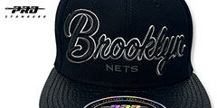 Nets DROP SHADOW SCRIPT STRAPBACK Black Hat by Pro Standard - 2nd View