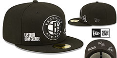 Nets TRIPLE THREAT IDENTITY Black Fitted Hat by New Era - 2nd View