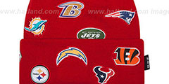 NFL AFC TOTAL LOGO Red Knit Beanie Hat by New Era - 2nd View