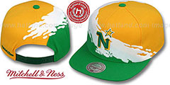 North Stars PAINTBRUSH SNAPBACK Gold-White-Green Hat by Mitchell and Ness - 2nd View