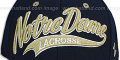 Notre Dame SWOOP LACROSSE Navy Fitted Hat by Zephyr - 2nd View