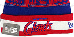 NY Giants REPEATER SCRIPT Knit Beanie Hat by New Era - 2nd View