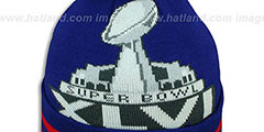 NY Giants SUPER BOWL XLVI Royal Knit Beanie Hat by New Era - 2nd View