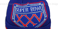 NY Giants SUPER BOWL XXV Royal Knit Beanie Hat by New Era - 2nd View