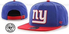 NY Giants SUPER-SHOT STRAPBACK Royal-Red Hat by Twins 47 Brand - 2nd View