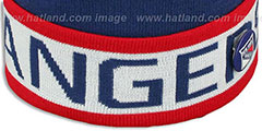 NY Rangers THE-BUTTON Knit Beanie Hat by Michell and Ness - 2nd View