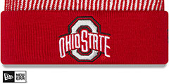 Ohio State STRIPED Knit Beanie Hat by New Era - 2nd View