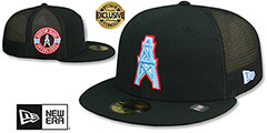 Oilers EST 1960 MESH-BACK SIDE-PATCH Black-Black Fitted Hat by New Era - 2nd View