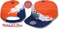 Oilers PAINTBRUSH SNAPBACK Orange-White-Navy Hat by Mitchell and Ness - 2nd View