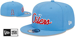 Oilers THROWBACK TEAM-SCRIPT SNAPBACK Sky Hat by New Era - 2nd View