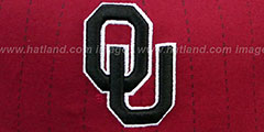 Oklahoma TEAM-BASIC PINSTRIPE SNAPBACK Burgundy-Black Hat by New Era - 2nd View