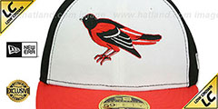 Orioles 1989-97 LOW-CROWN VINTAGE White-Black-Orange Fitted Hat by New Era - 2nd View