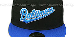 Orioles 2T BALTIMORE SCRIPT Black-Royal Fitted Hat by New Era - 2nd View