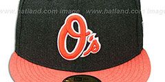 Orioles 2T-HEATHER ACTION Charcoal-Orange Fitted Hat by New Era - 2nd View