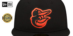 Orioles BATTING PRACTICE TRUCKER Black Fitted Hat by New Era - 2nd View