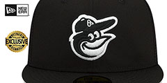 Orioles BATTING PRACTICE TRUCKER Black-White Fitted Hat by New Era - 2nd View