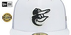 Orioles BATTING PRACTICE TRUCKER White Fitted Hat by New Era - 2nd View