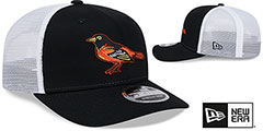 Orioles COOPERSTOWN TRUCKER STRETCH-SNAP Black-White Hat by New Era - 2nd View