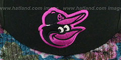 Orioles FLORAL-FUR STRAPBACK Black-Purple Hat by New Era - 2nd View