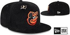 Orioles LETTERMAN PIN CORDUROY Black Fitted Hat by New Era - 2nd View