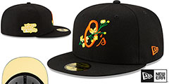 Orioles LOGO BLOOM SIDE-PATCH Black-Yellow Fitted Hat by New Era - 2nd View