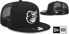 Orioles TEAM-BASIC TRUCKER SNAPBACK Black-White Hat by New Era - 2nd View